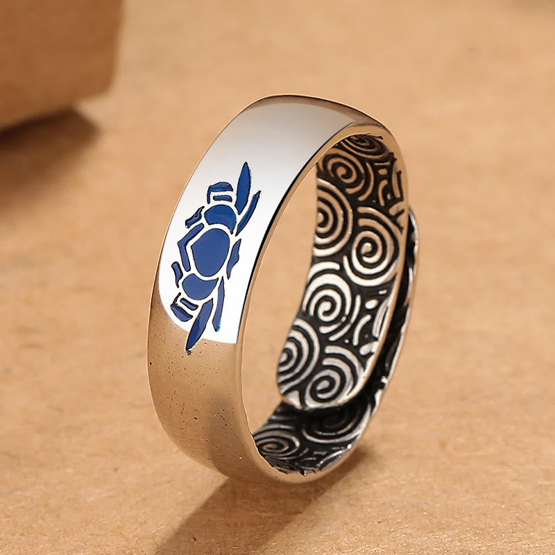 Tibetan Blue Lotus Auspicious Clouds Copper Enlightenment Ring