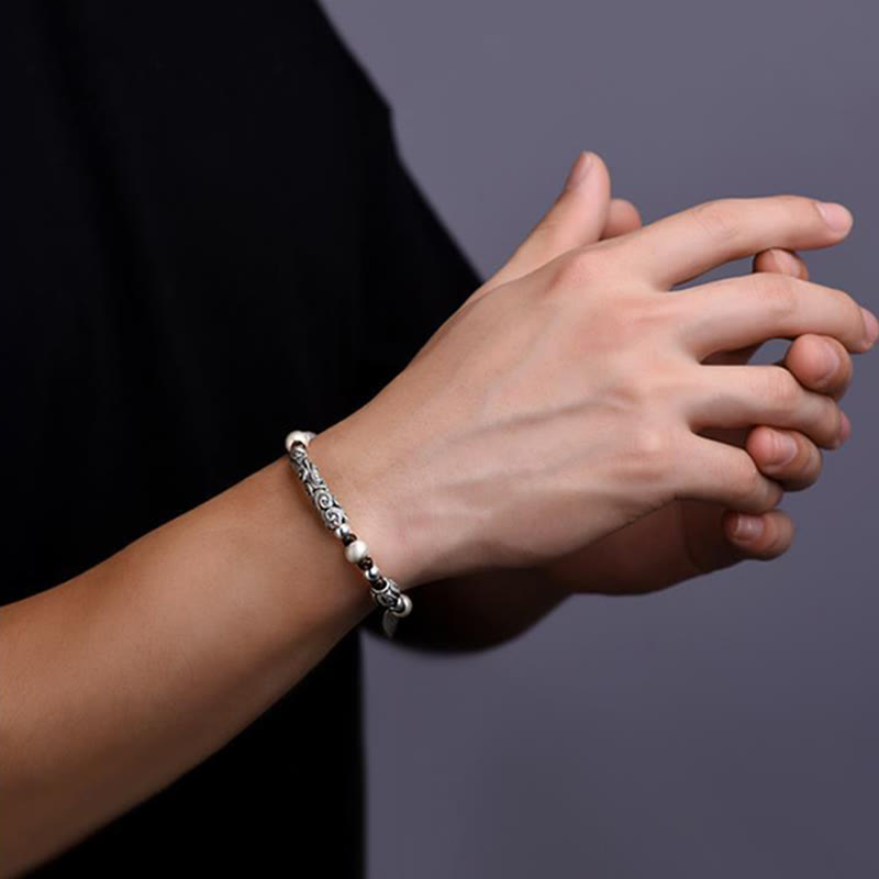 Tibet Handmade Copper 999 Sterling Silver Auspicious Cloud Wealth String Bracelet - Image 3