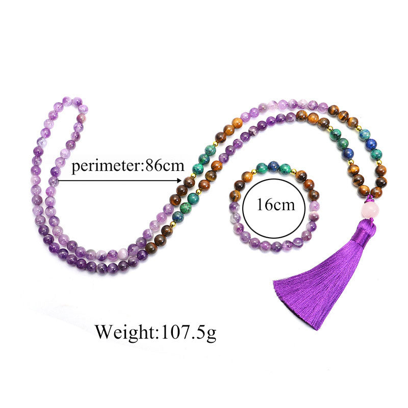 Tibetan Amethyst Purify Bracelet Mala Set - Image 5