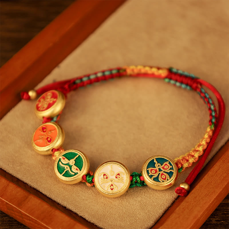 Tibetan Five God Of Wealth Colorful Rope Braided Luck Bracelet - Image 4