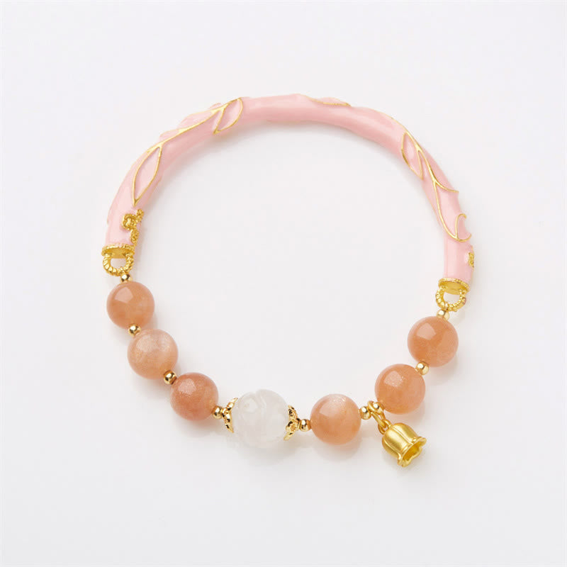 Sun Stone Golden Silk Jade Lily of the Valley Charm Positive Bracelet Bangle - Image 9