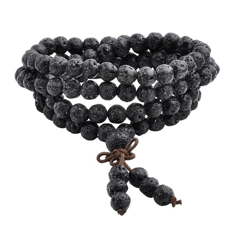 Natural Lava Rock 108 Beads Protection Bracelet