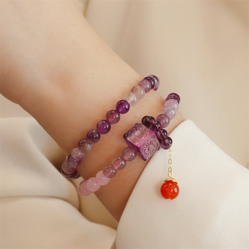 Natural Amethyst Citrine Positive Transformation Double Wrap Bracelet - Image 8