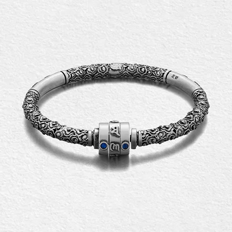 990 Sterling Silver Tibetan Auspicious Clouds Om Mani Padme Hum Engraved Creativity Bracelet Bangle - Image 6