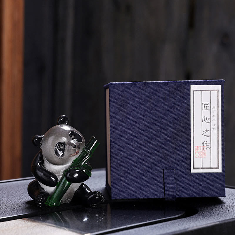 Color Changing Small Cute Panda Bamboo Tea Pet Resin Home Figurine Decoration - Image 10