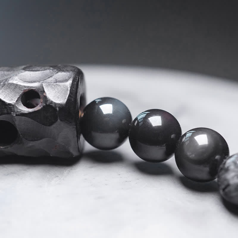 Black Rutilated Quartz Ebony Wood White Crystal Success Couple Bracelet - Image 12