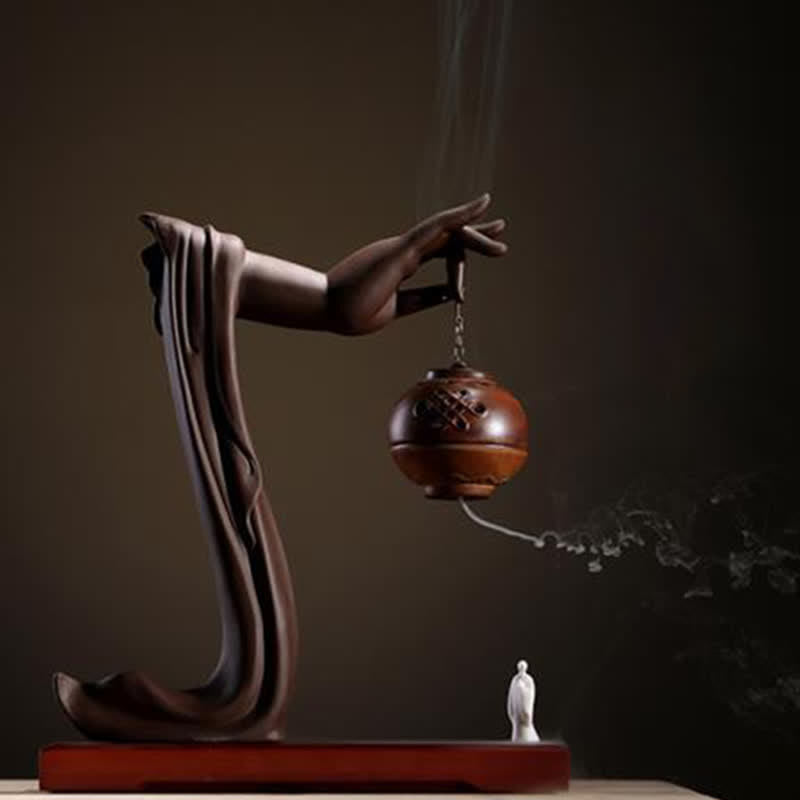 Tibetan Lotus Blessing Ceramic Incense Burner Decoration - Image 7