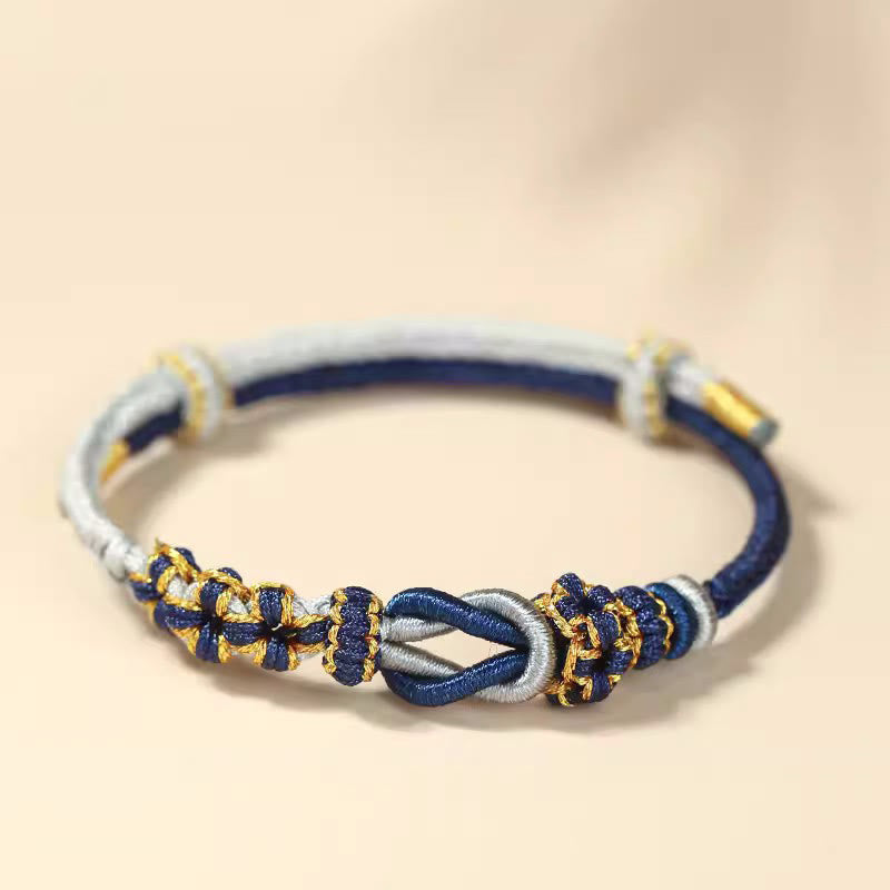 Handmade Peach Blossom Knot Eight Thread Peace Knot Luck Protection Bracelet - Image 13