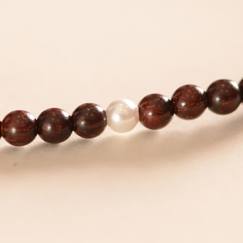 925 Sterling Silver Indian Small Leaf Red Sandalwood Fu Character Protection Triple Wrap Bracelet - Image 8