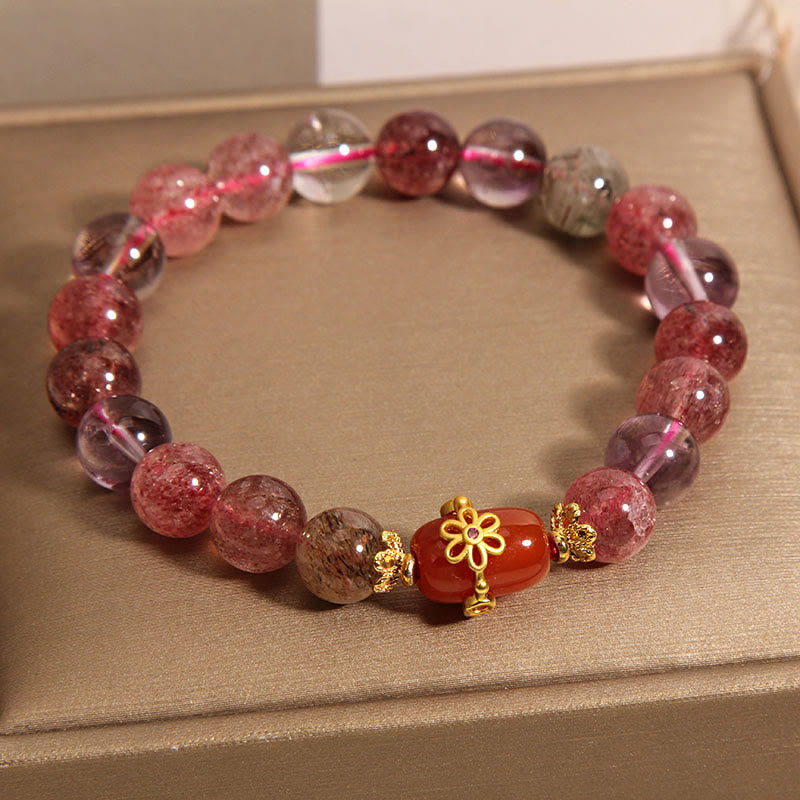 Natural Super Seven Crystal Red Agate Positivity Bracelet