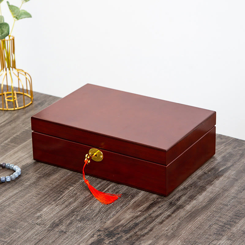 Vintage Wooden Jewelry Box Two-Layer Solid Wood Jewelry Storage Box - Image 26