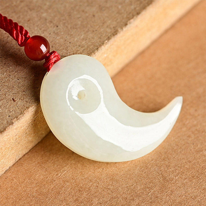 Yin Yang White Jade Cyan Jade Protection Blessing Necklace String Pendant - Image 7