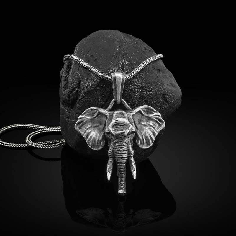 Elephant Pewter Titanium Steel Strength Necklace Pendant - Image 9