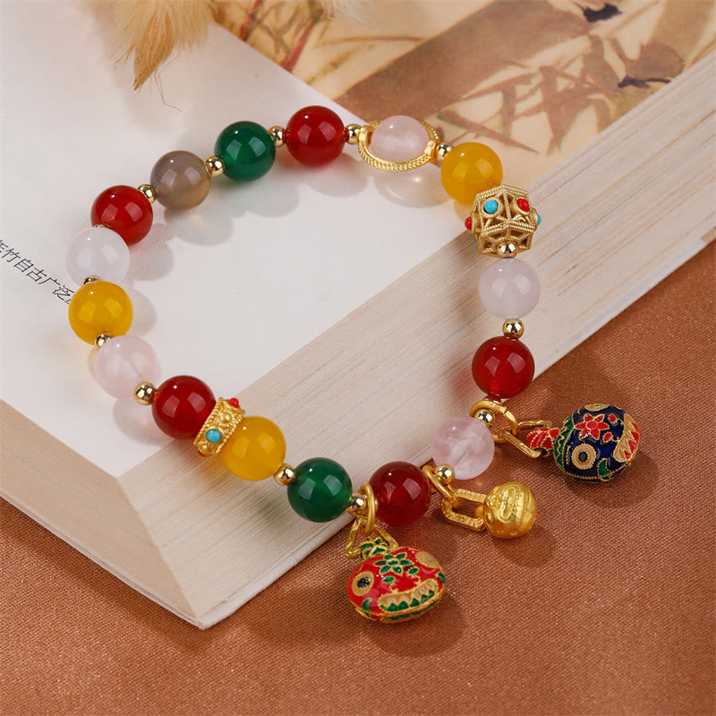 Gold Swallowing Beast Family Various Agate Crystal Success Bracelet - Image 6