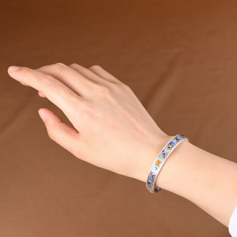 999 Sterling Silver Elephant Strength Wisdom Bracelet Cuff Bangle - Image 8