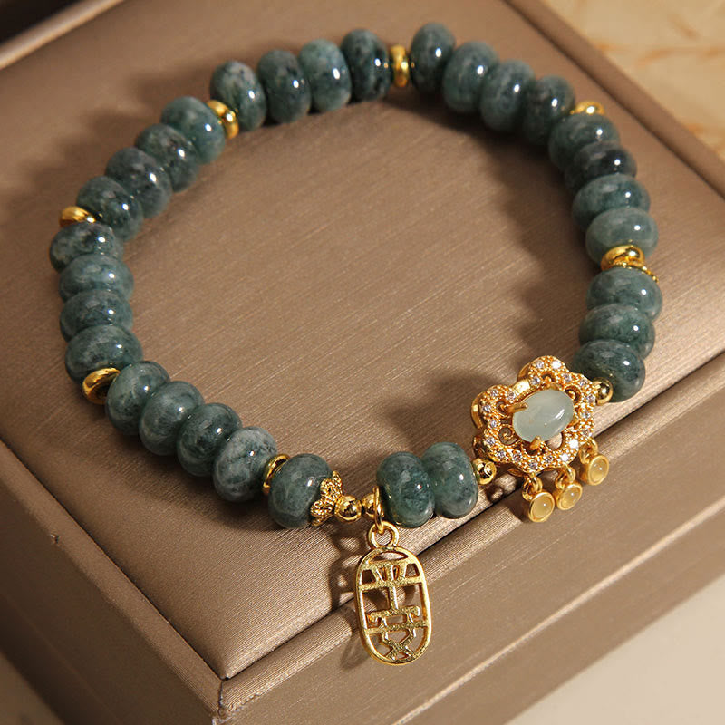 Natural Jade Chinese Lock Charm Peace Luck Abundance Bracelet - Image 4
