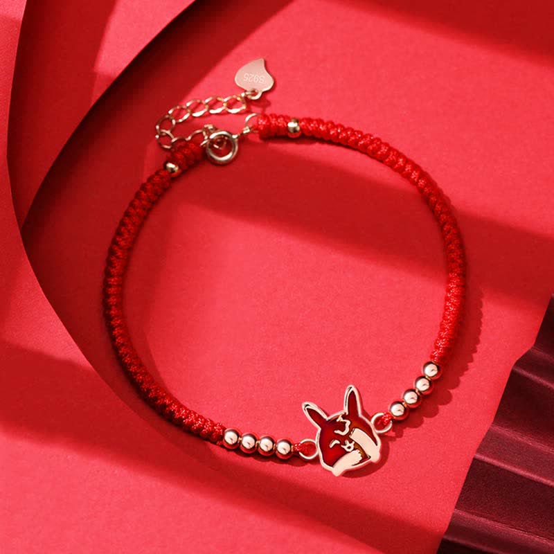 925 Sterling Silver Chinese Zodiac Luck Faith Discolor Red String Bracelet - Image 7