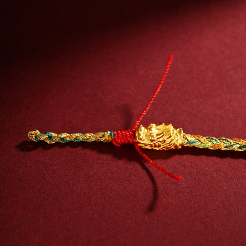Year of the Dragon Handmade Colorful Dragon Carved Success Braided Bracelet - Image 8