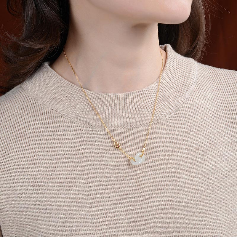 925 Sterling Silver Round Jade Luck Prosperity Necklace Chain Pendant - Image 3