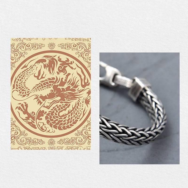 Retro Blue Acrylic Dragon Keel Braided Design Healing Wealth Buckle Bracelet - Image 12