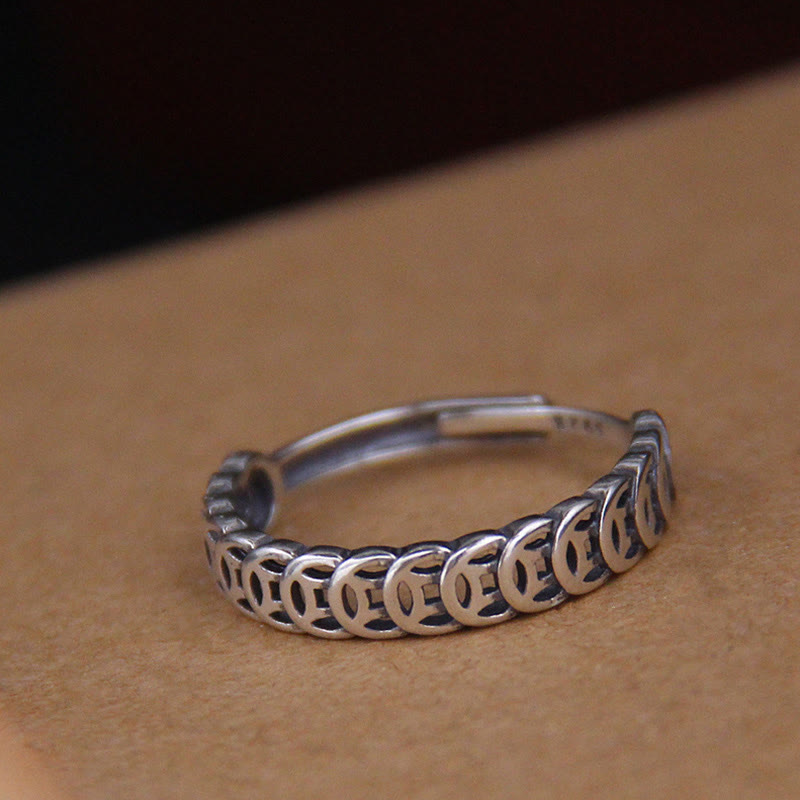 Vintage Copper Coin Design Luck Adjustable Ring - Image 10