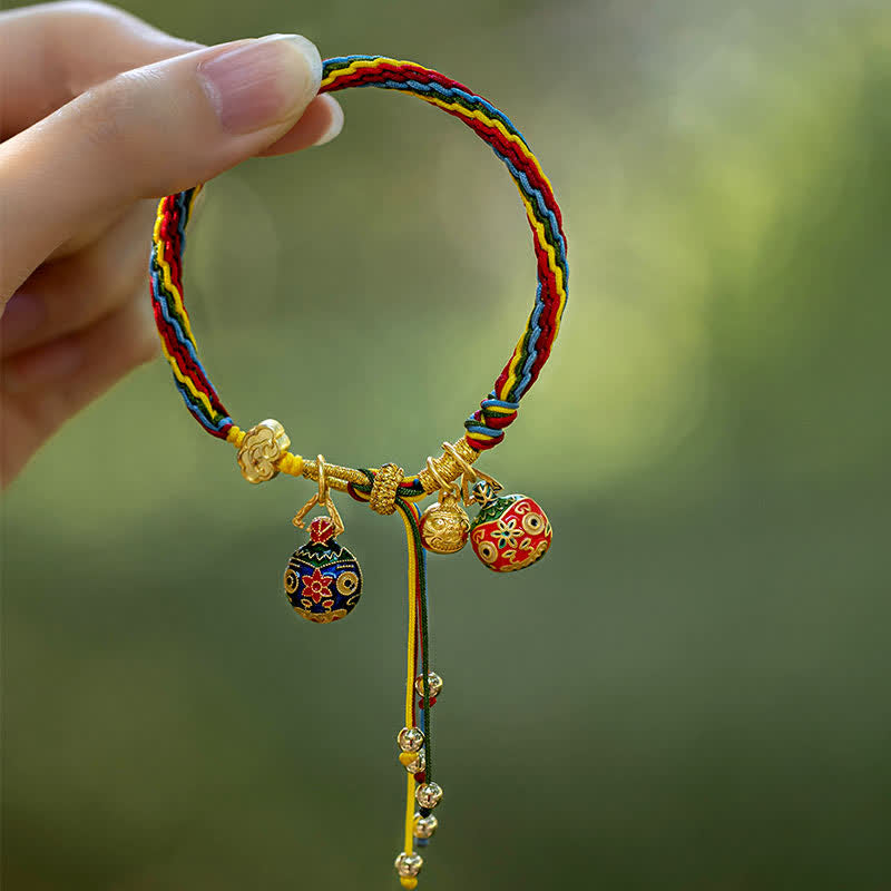 Gold Swallowing Beast Family Luck Reincarnation Knot Colorful String Bracelet - Image 8