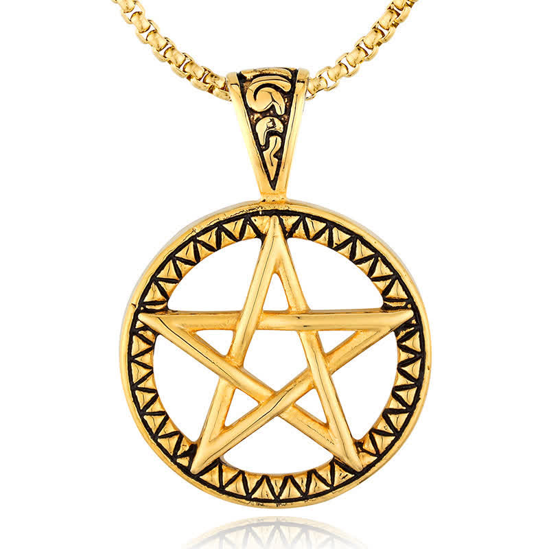 Pentagram Titanium Steel Balance Necklace Pendant - Image 7