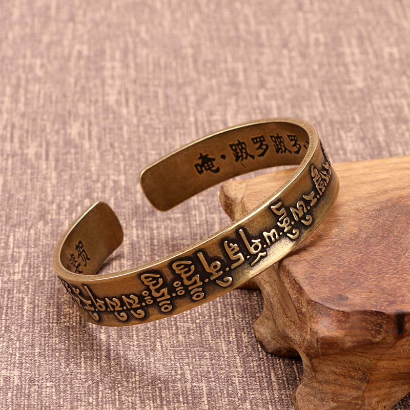 Tibetan Mahāpratisarā Mantra Sanskrit Copper Brass Healing Bracelet Bangle