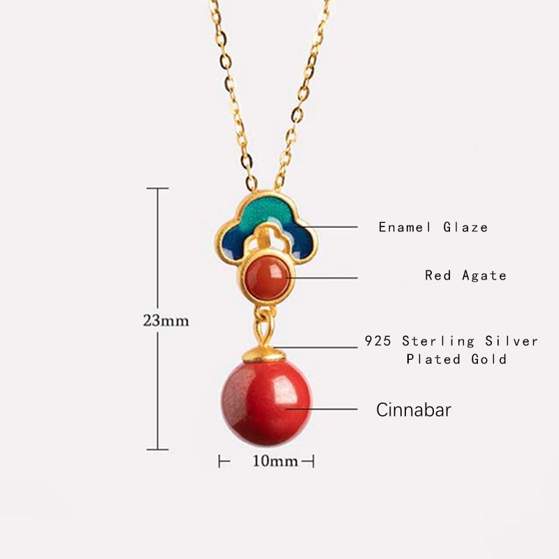 925 Sterling Silver Plated Gold Cinnabar Red Agate Blessing Necklace Pendant Earrings Ring Set - Image 12
