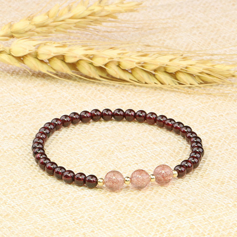 Natural Garnet Strawberry Quartz Calm Bracelet - Image 8