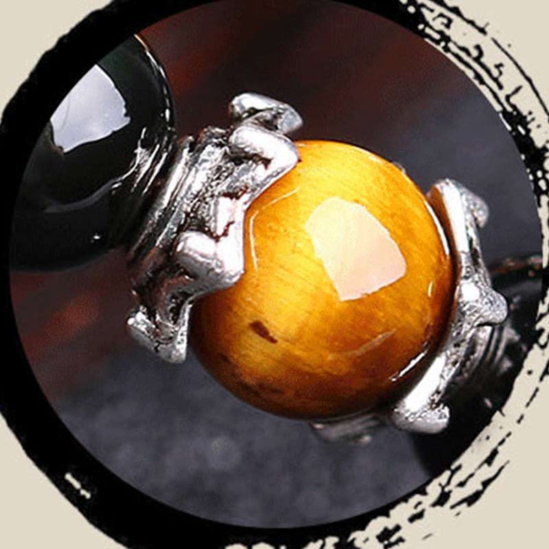 Chinese Zodiac 108 Beads Black Obsidian Tiger Eye Fortune Mala Bracelet - Image 7