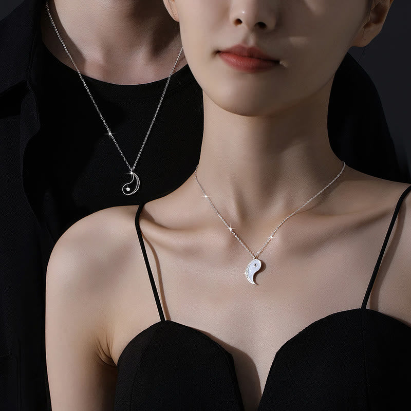 925 Sterling Silver Yin Yang Symbol Harmnoy Necklace Pendant - Image 4