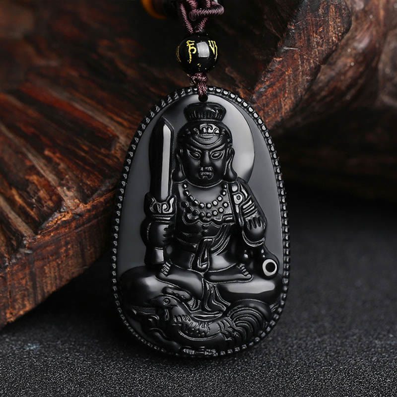 Chinese Zodiac Natal Buddha Natural Black Obsidian Purification Necklace Pendant - Image 23