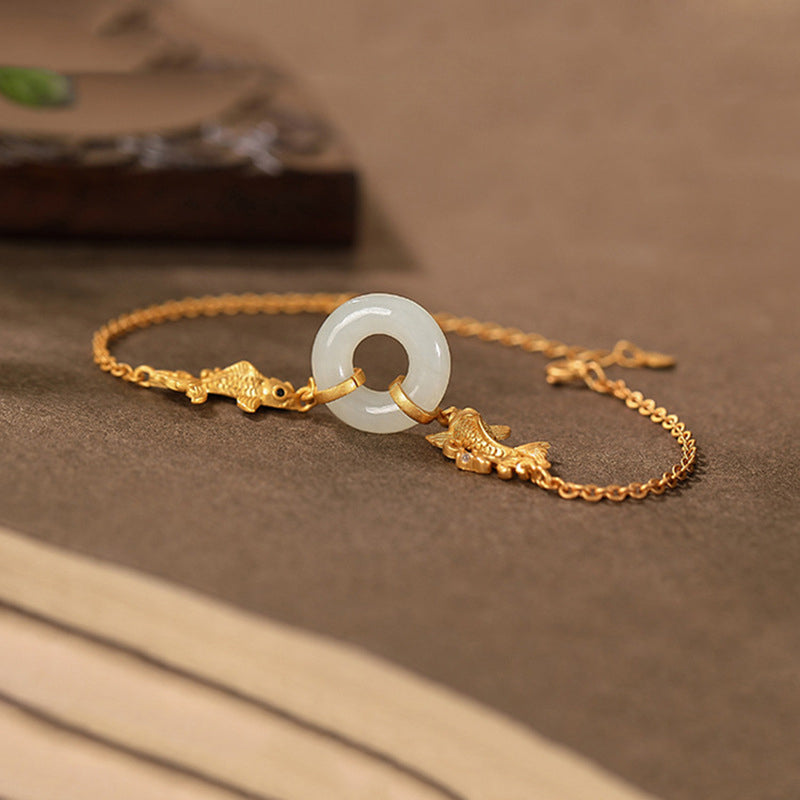 White Jade Koi Fish Prosperity Bracelet - Image 7