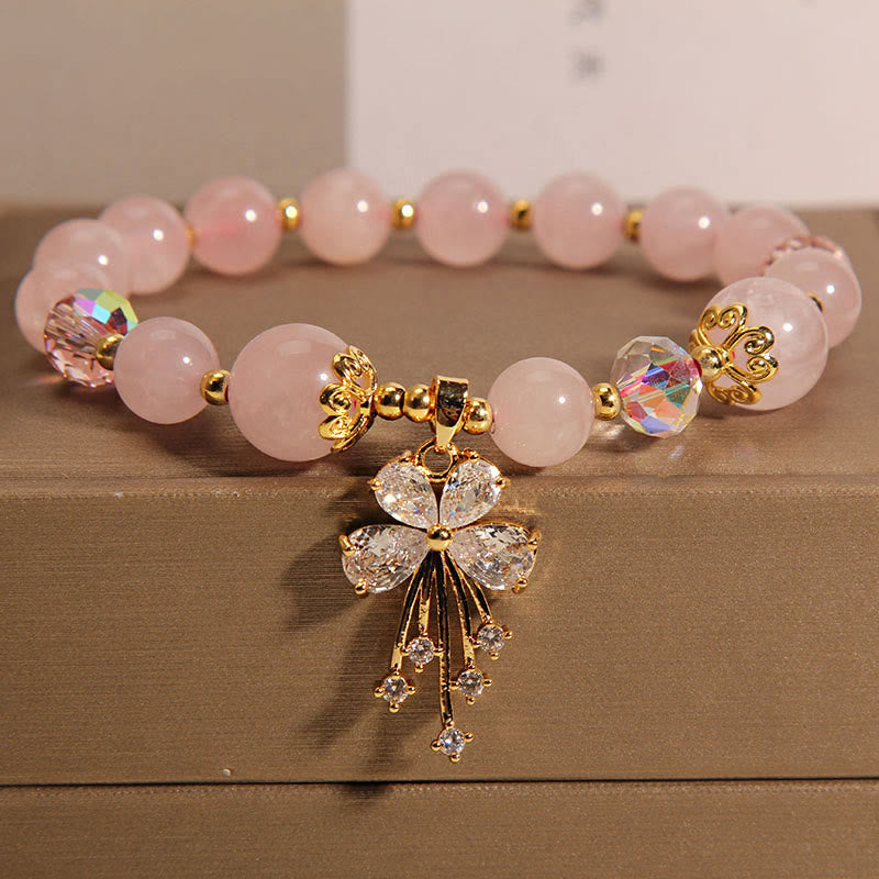 Aquamarine Pink Crystal Healing Zircon Butterfly Charm Bracelet - Image 9