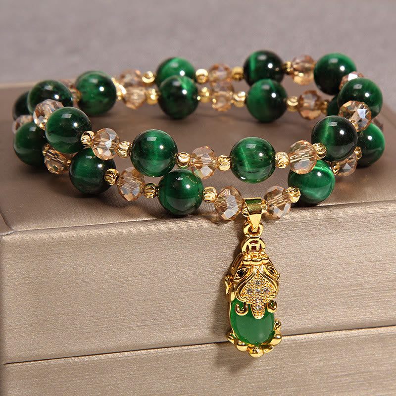 Tiger Eye Pixiu Fox Money Bag Protection Self Confidence Double Wrap Bracelet - Image 10