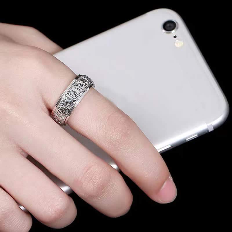 Six True Words Swastika Copper Healing Rotatable Ring - Image 4