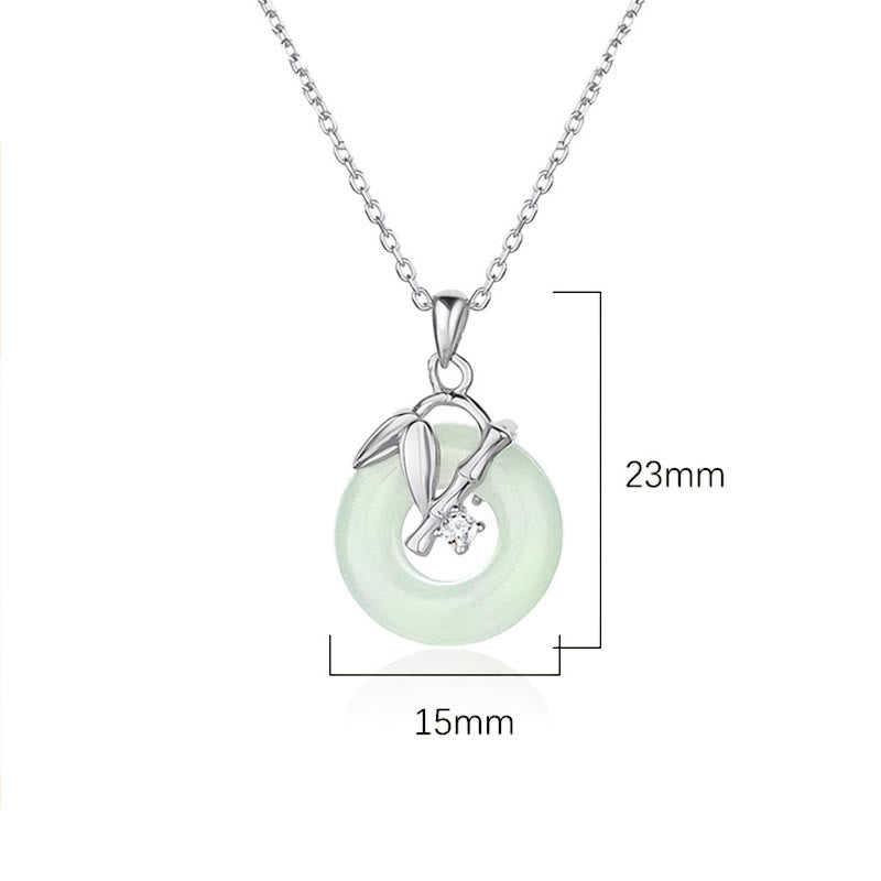 925 Sterling Silver Hetian Jade Bamboo Leaf Peace Buckle Prosperity Necklace Pendant - Image 6