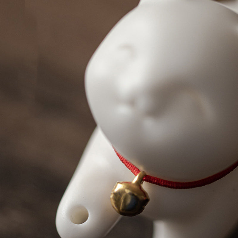 Mini Lucky Cat Kitten Tea Pet Ceramic Home Desk Figurine Decoration With Bamboo Mat - Image 8