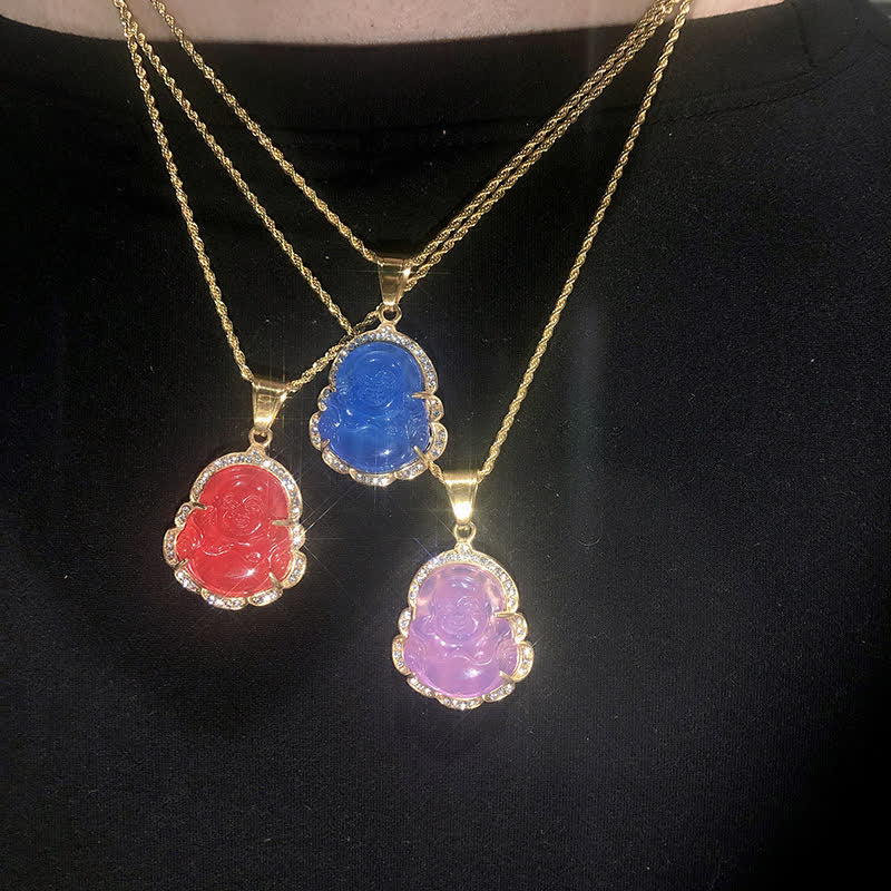 18K Gold Filled Laughing Buddha Jade Luck Necklace Chain Pendant - Image 23