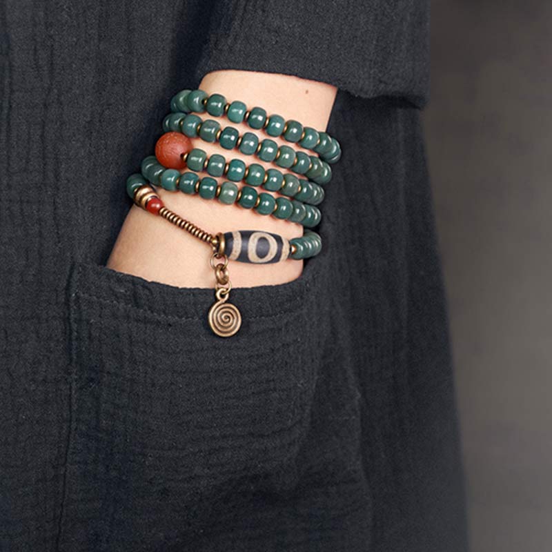 108 Mala Beads Bodhi Seed Dzi Bead Wisdom Bracelet - Image 3