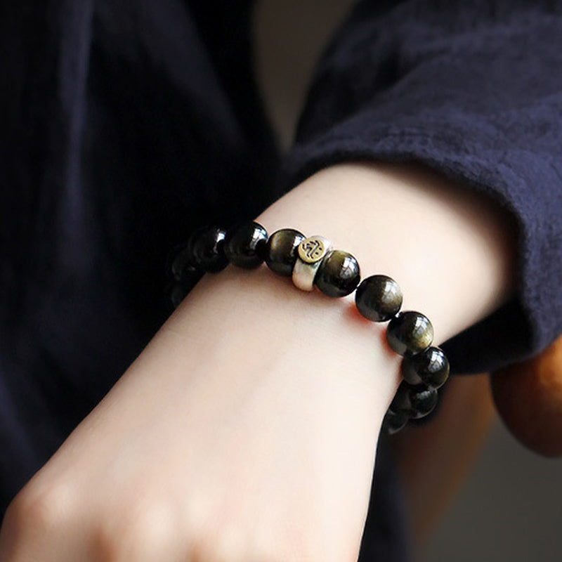 Chinese Zodiac Natal Buddha Obsidian Purification Bracelet - Image 5