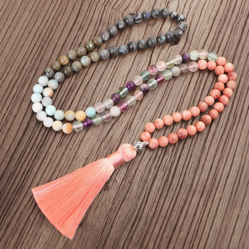 108 Mala Beads Fluorite Black Glitter Stone Protection Tassel Bracelet (Extra 30% Off | USE CODE: FS30) - Image 15