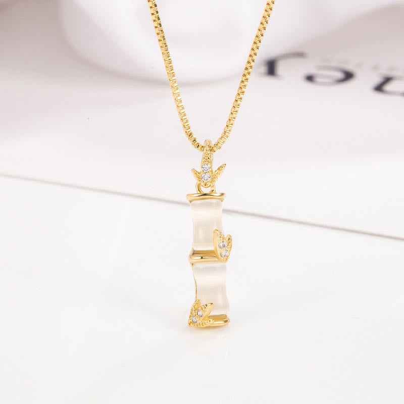 Chalcedony Bamboo Pattern Harmony Necklace Pendant