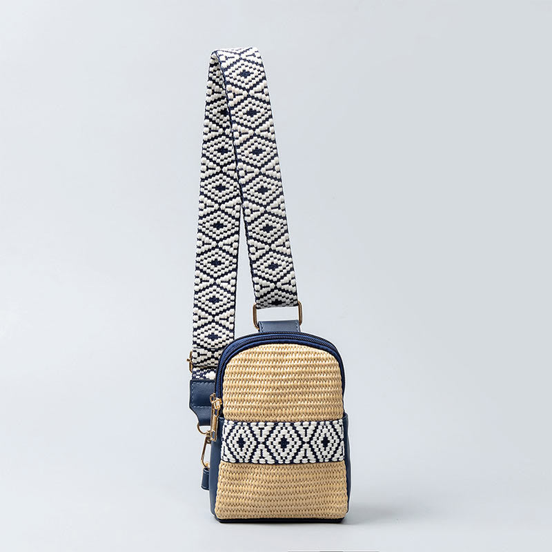 Small Geometry Straw Woven Crossbody Bag Shoulder Bag