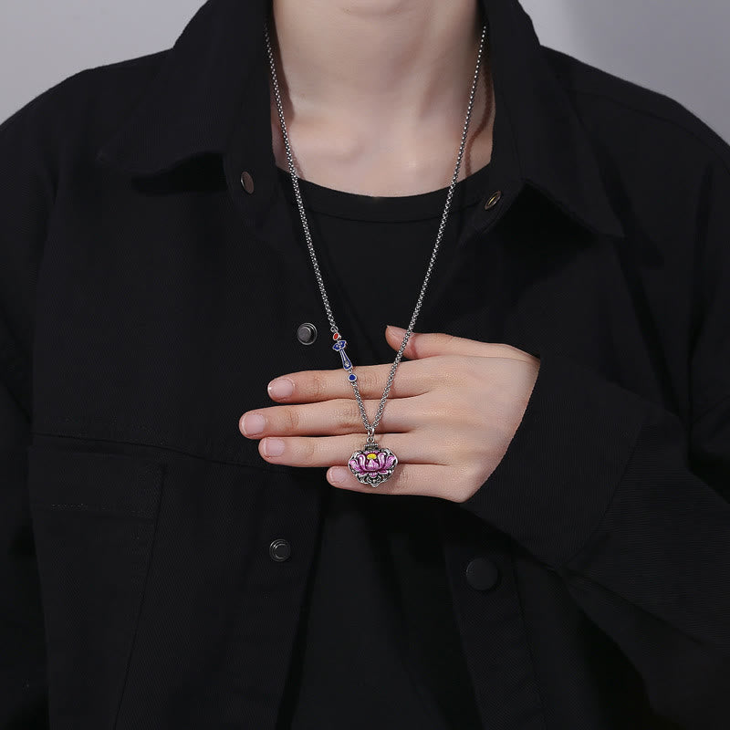 Tibet Copper Lotus Luck New Begining Necklace Pendant - Image 4