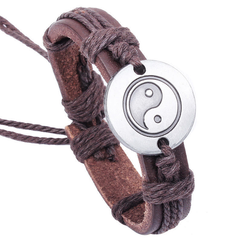 Retro Yin Yang Leather Harmony String Bracelet