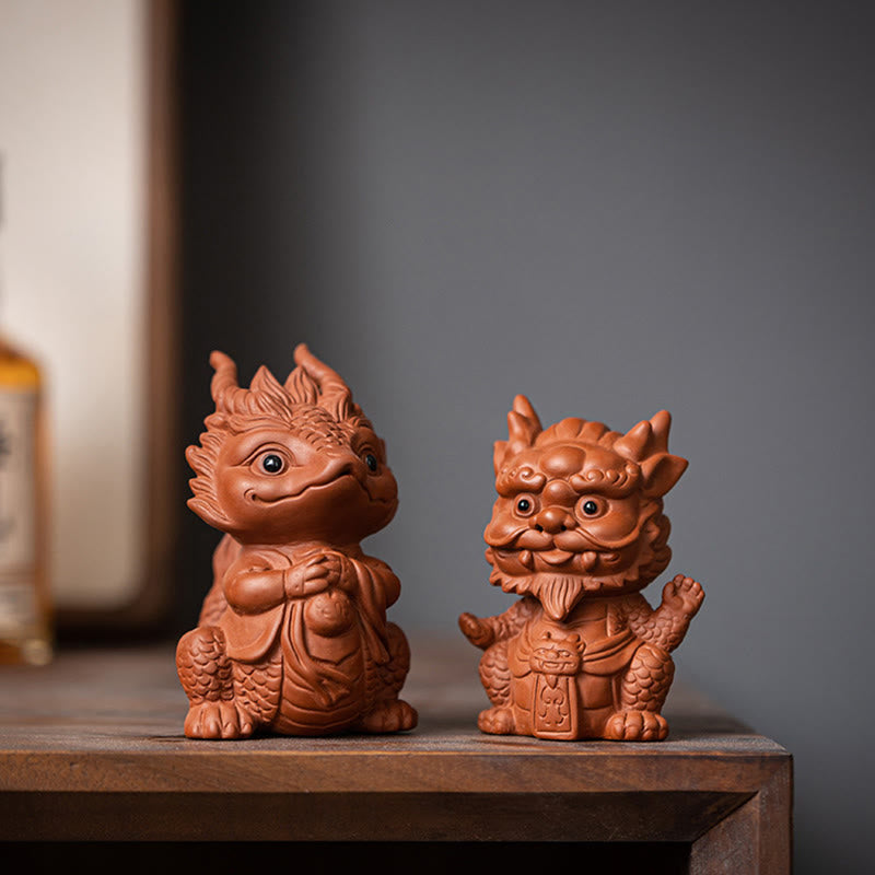 Luck Dragon Wealth Tea Pet Purple Clay Figurine Decoration