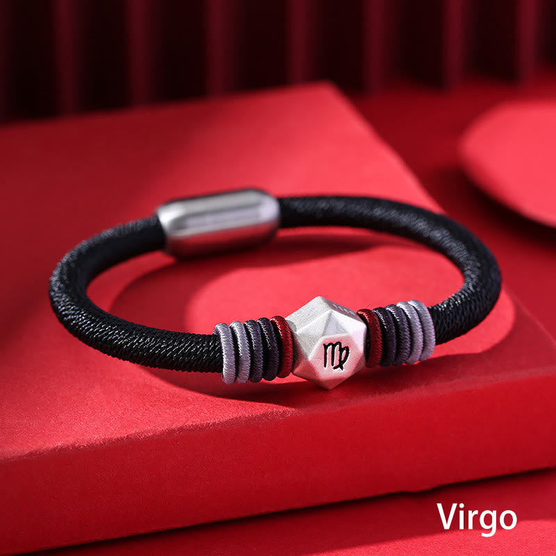 999 Sterling Silver 12 Constellations of the Zodiac Blessing Handmade String Bracelet - Image 13