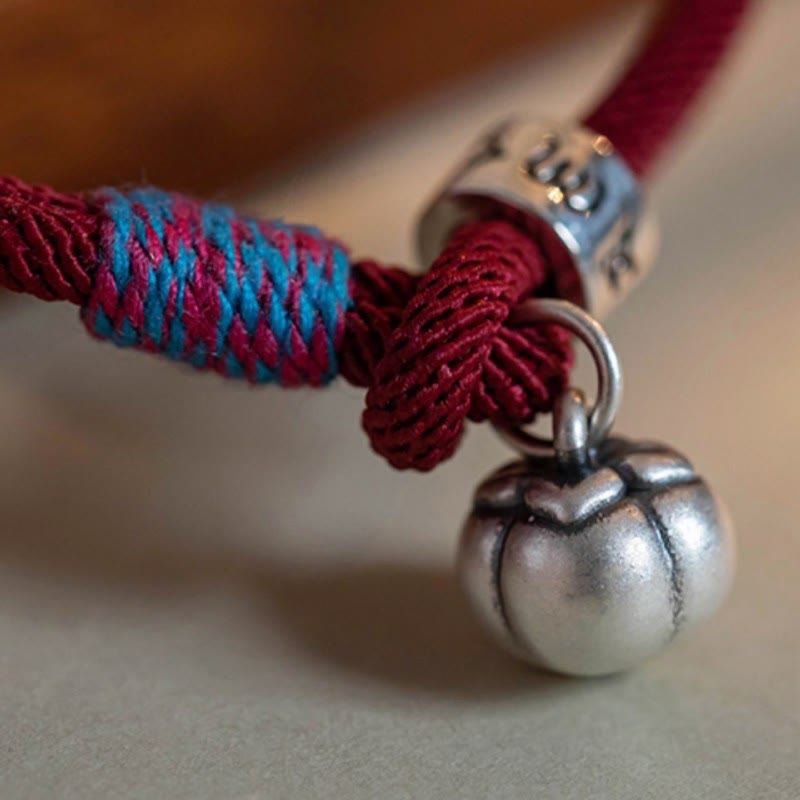 925 Sterling Silver Tibetan Handmade Om Mani Padme Hum Persimmon Charm Luck Protection Braided Bracelet - Image 9